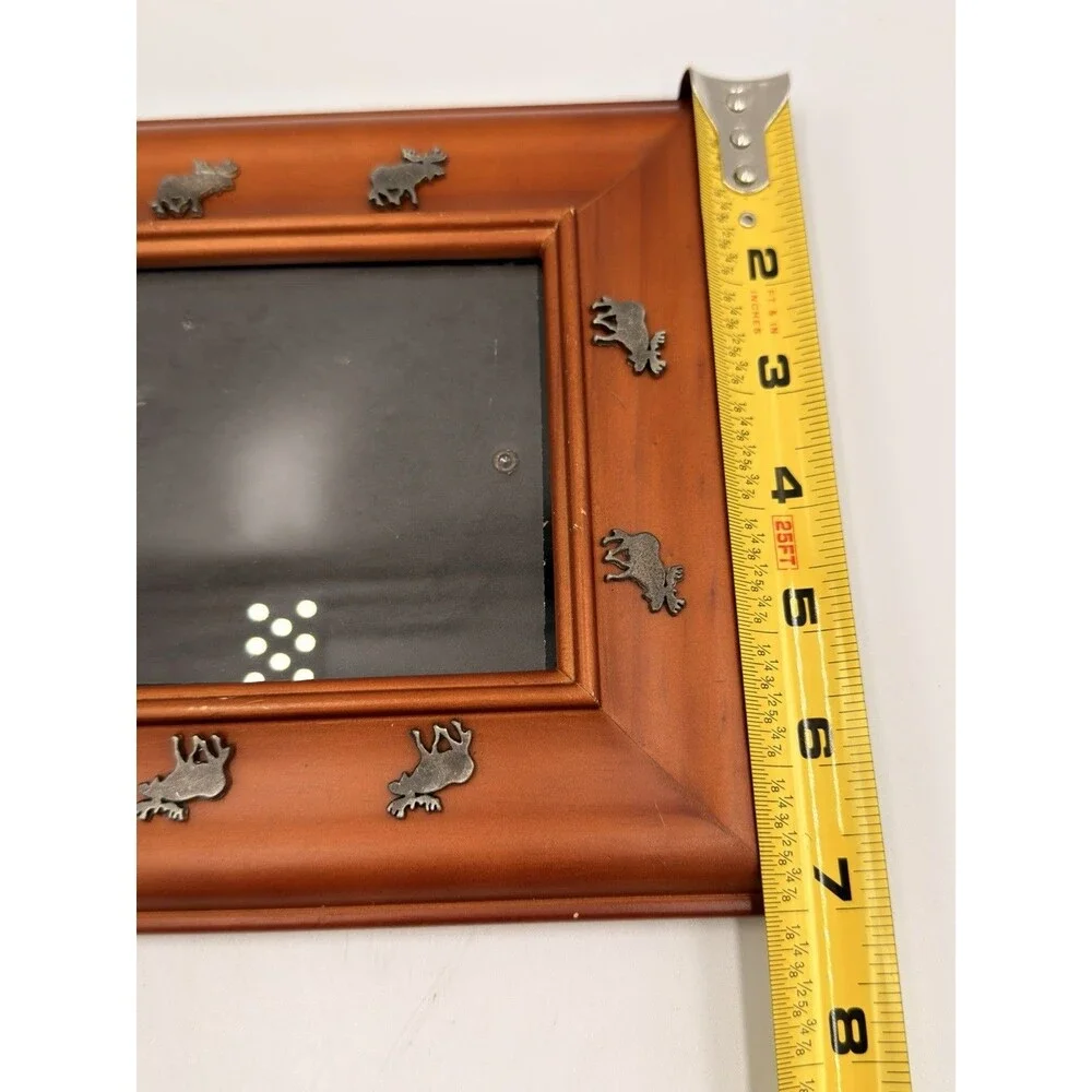 Rustic Wood Moose Picture Frame 9x7 Cabin Lodge Woodland Pewter Wildlife Decor